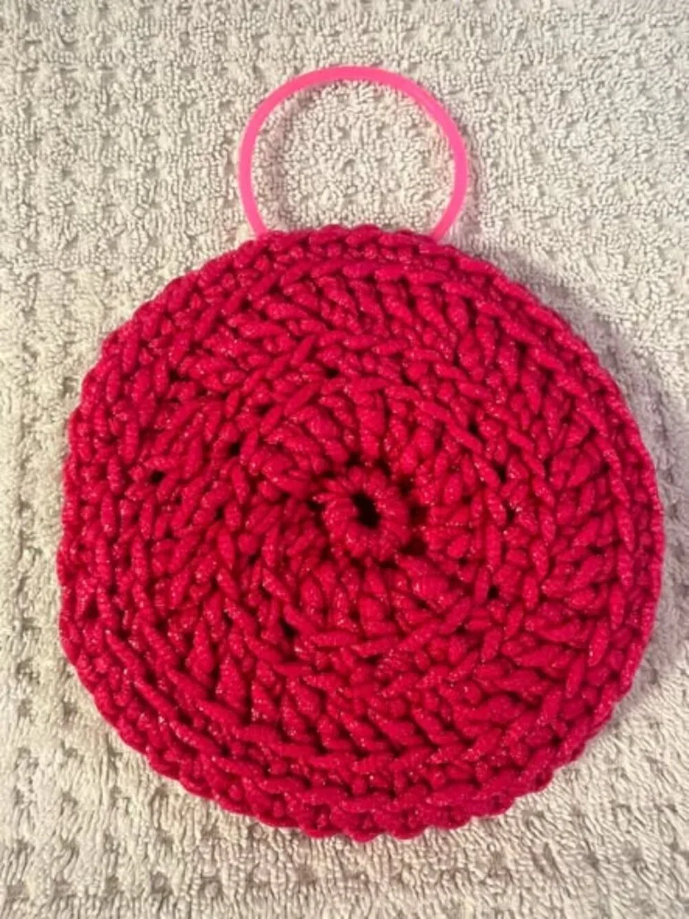 Body Exfoliator - Pink - Washable - Made w/Scrubology Yarn (Designed for dishes
